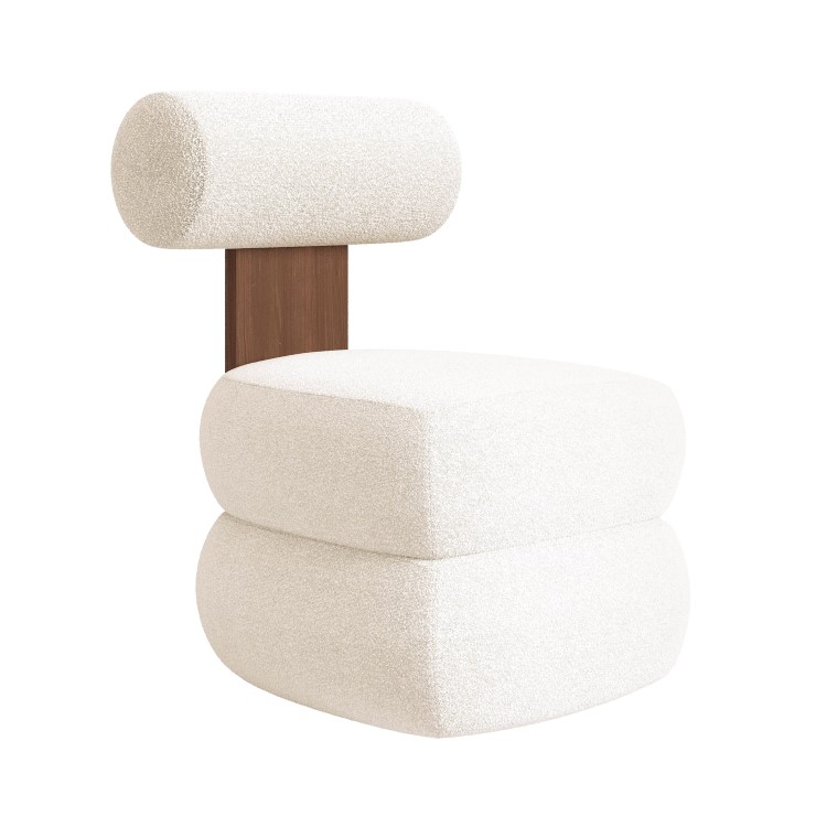 Cream Boucle Roll Back Accent Chair - Cleo