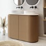 1200mm Wooden Curved Fluted Freestanding Double Countertop Vanity Unit with Basins - Matira
