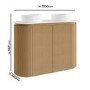 1200mm Wooden Curved Fluted Freestanding Double Countertop Vanity Unit with Basins - Matira
