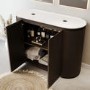 1200mm Walnut Wood Effect Curved Fluted Freestanding Double Countertop Vanity Unit - Matira