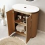 800mm Wooden Curved Fluted Freestanding Countertop Vanity Unit - Matira