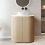 800mm Wooden Curved Fluted Freestanding Countertop Vanity Unit with Basin - Matira