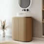 800mm Wooden Curved Fluted Freestanding Countertop Vanity Unit with Basin - Matira