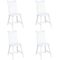 BUN/CMM007/78624 Set of 4 White Wooden Spindle Dining Chairs - Cami