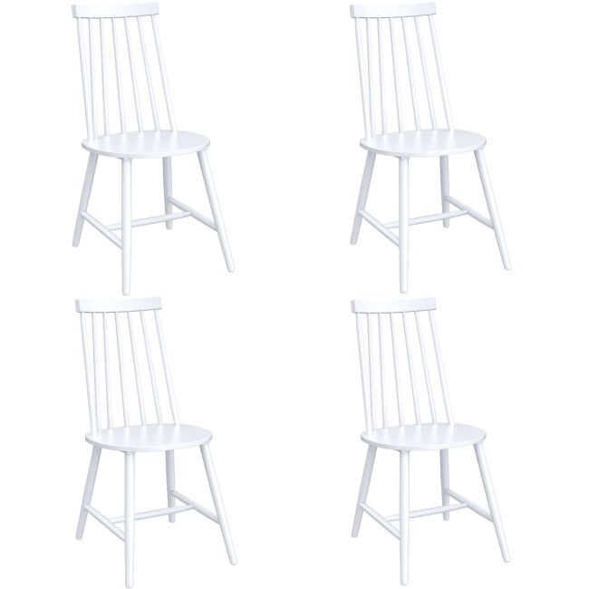 Set of 4 White Wooden Spindle Dining Chairs - Cami