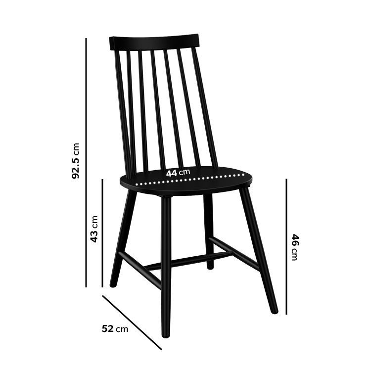 Set of 6 Black Wooden Spindle Dining Chairs - Cami