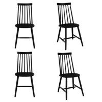 Set of 4 Black Wooden Spindle Dining Chairs - Cami Set of 4 Black Wooden Spindle Dining Chairs - Cami