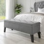 Cushioned End-of-Bed Ottoman Storage Bench in Grey Velvet - Cameron