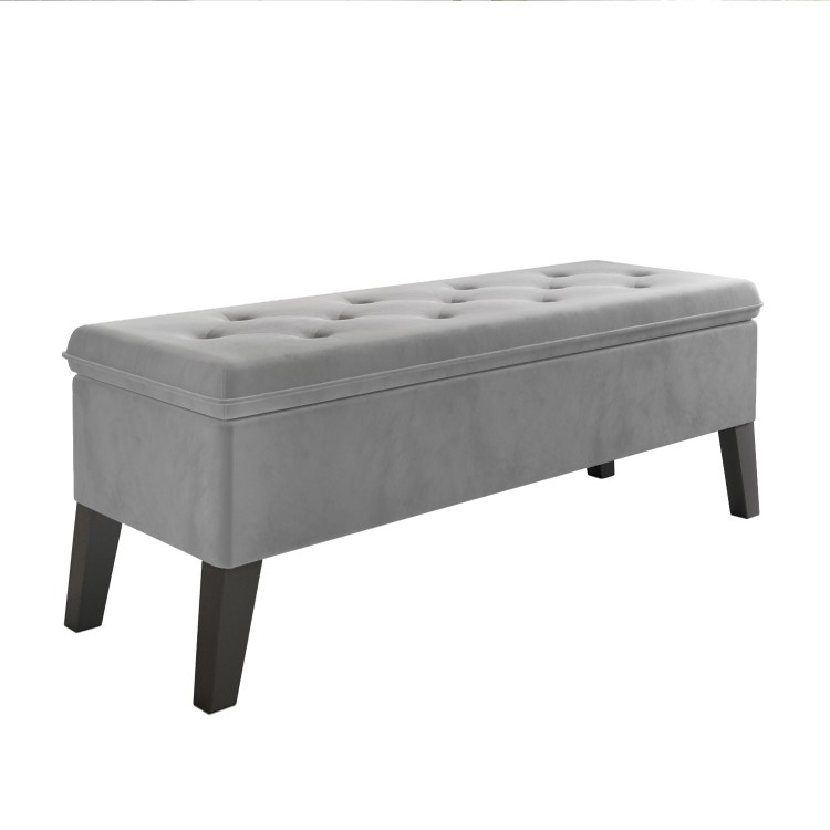 Blanket Box Seat in Grey Velvet - Cameron