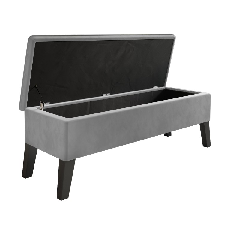 Blanket Box Seat in Grey Velvet - Cameron