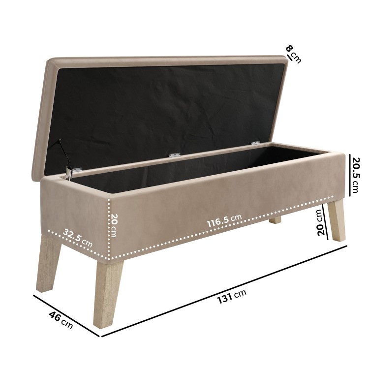 Blanket Box Seat in Beige Velvet - Cameron