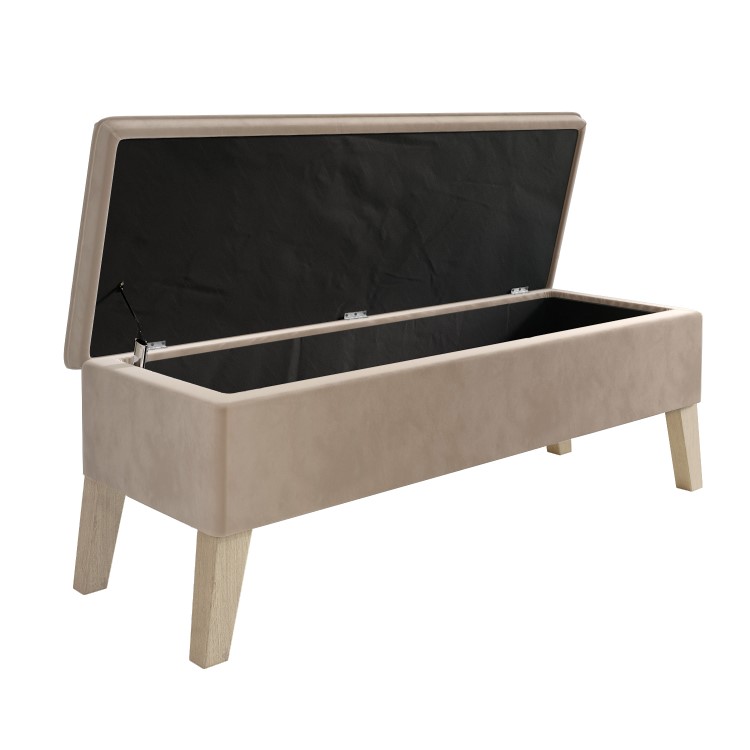 Blanket Box Seat in Beige Velvet - Cameron