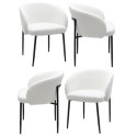 BUN/COA002/91185 Set of 4 White Boucle Upholstered Dining Chairs - Cora