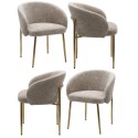 BUN/COA003/91186 Set of 4 Mink Upholstered Dining Chairs with Brass Legs - Cora