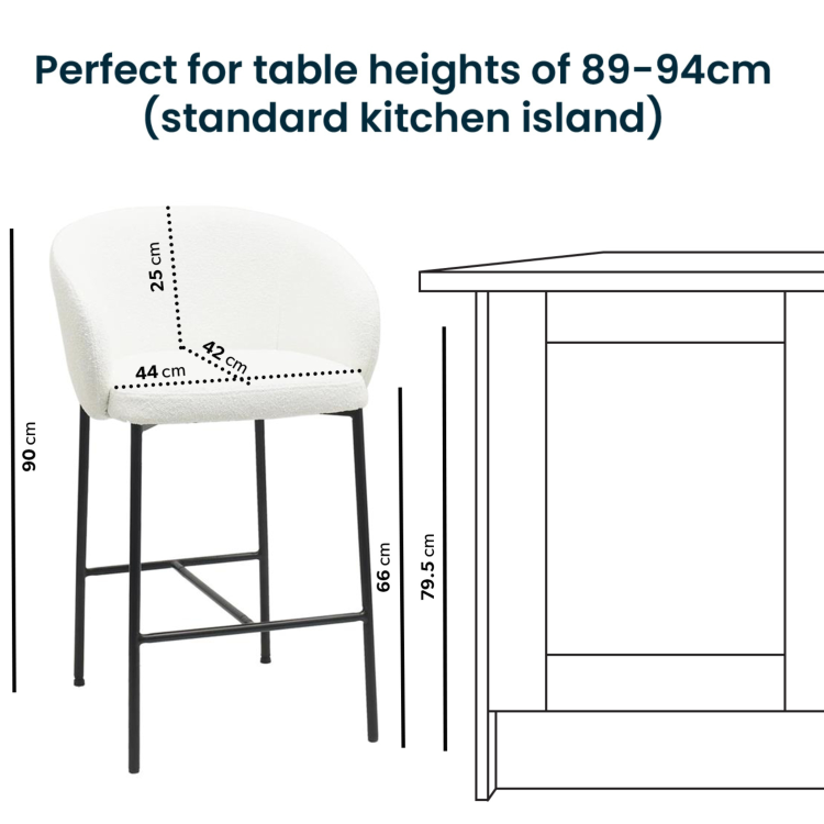 ALMOST PERFECT - White Boucle Upholstered Kitchen Stool - Cora