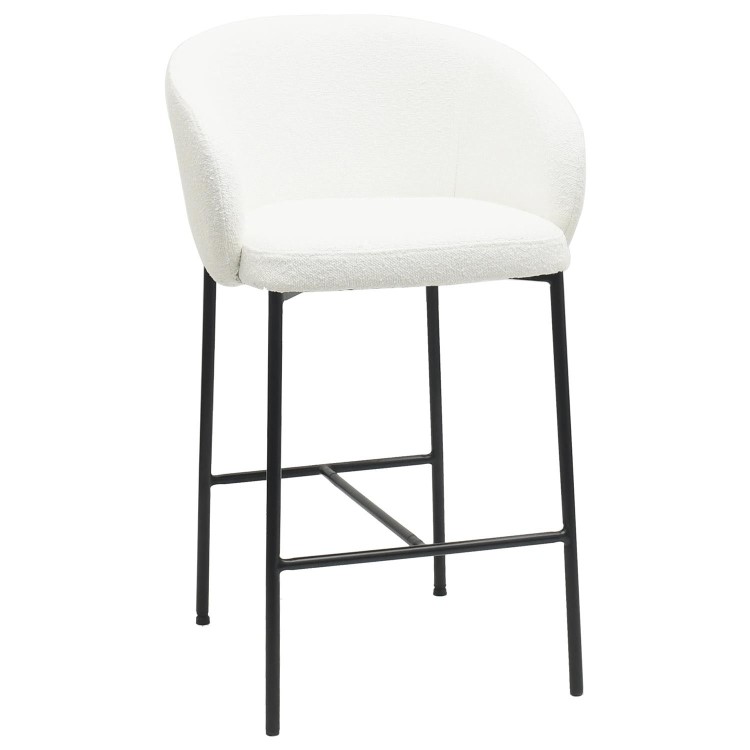 ALMOST PERFECT - White Boucle Upholstered Kitchen Stool - Cora