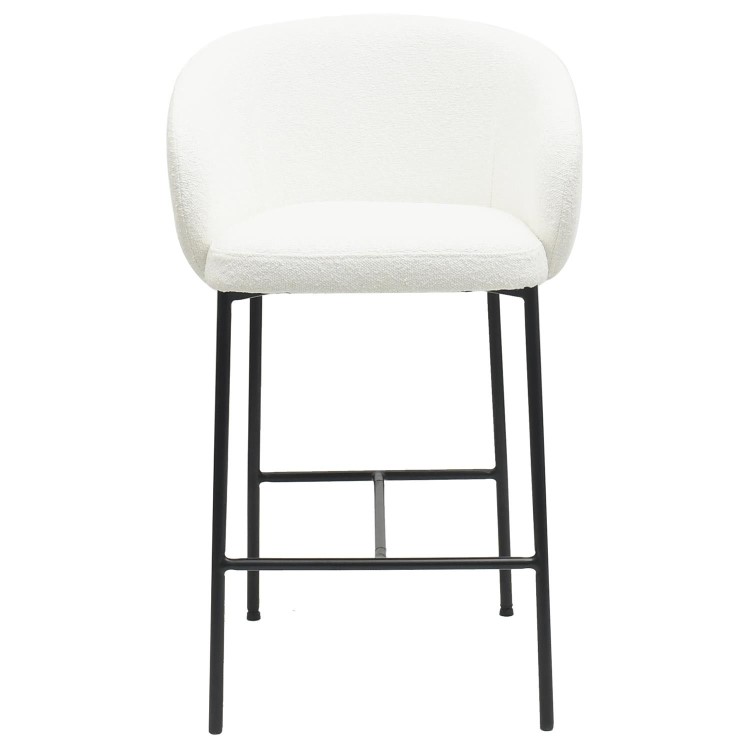 ALMOST PERFECT - White Boucle Upholstered Kitchen Stool - Cora