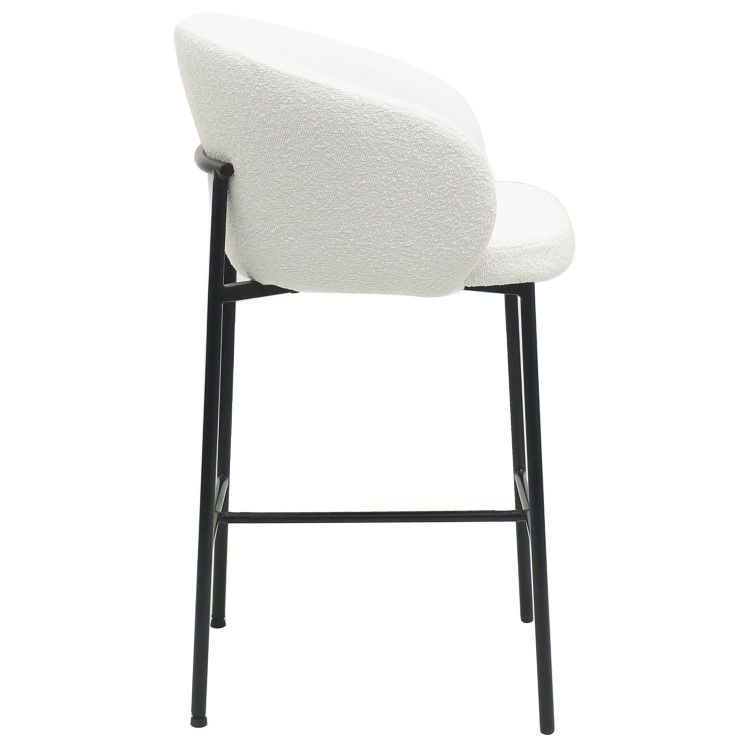 ALMOST PERFECT - White Boucle Upholstered Kitchen Stool - Cora