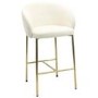 Set of 4 Cream Upholstered Kitchen Stools with Brass Legs and Back - Cora
