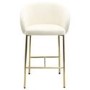 Set of 4 Cream Upholstered Kitchen Stools with Brass Legs and Back - Cora