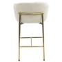 Set of 4 Cream Upholstered Kitchen Stools with Brass Legs and Back - Cora