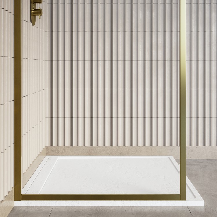 ALMOST PERFECT - 1000x900mm Rectangular Anti-Slip 30mm Slimline White Stone Resin Shower Tray – Coast