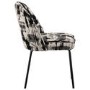 Set of 4 Cream and Black Jacquard Upholstered Dining Chairs - Celia
