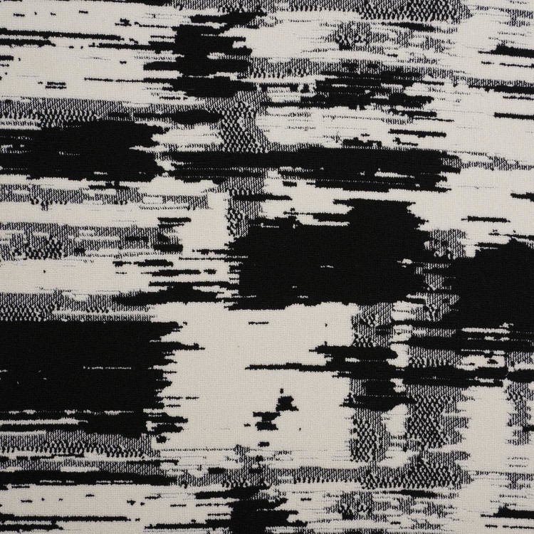 Set of 4 Cream and Black Jacquard Upholstered Curved Dining Chairs - Celia