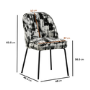 Set of 6 Cream and Black Jacquard Upholstered Dining Chairs - Celia