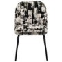 Set of 6 Cream and Black Jacquard Upholstered Dining Chairs - Celia