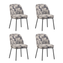 BUN/COL002/93855 Set of 4 Cream and Grey Jacquard Upholstered Curved Dining Chairs - Celia