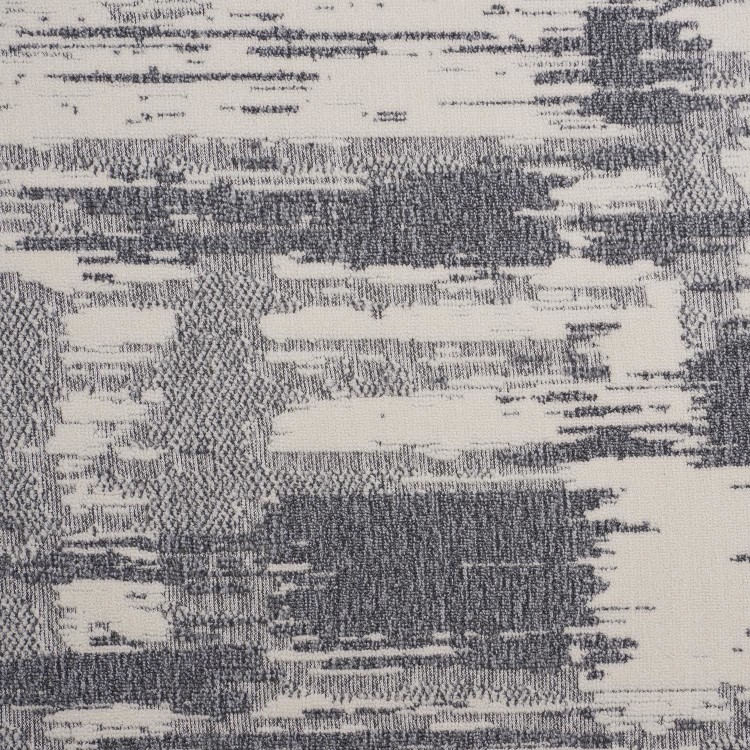 Set of 4 Cream and Grey Jacquard Upholstered Curved Dining Chairs - Celia