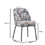 Set of 6 Cream and Grey Jacquard Upholstered Dining Chairs - Celia