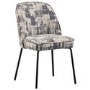 Set of 6 Cream and Grey Jacquard Upholstered Dining Chairs - Celia