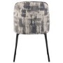 Set of 6 Cream and Grey Jacquard Upholstered Dining Chairs - Celia