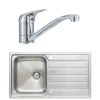 Stainless Steel 1 Bowl Sink &amp; Single Lever Chrome Tap Pack 