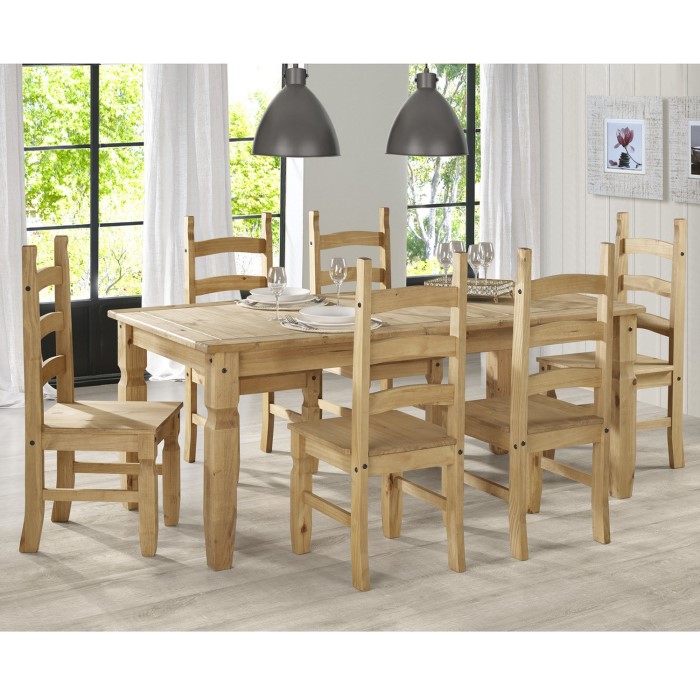 Corona Mexican Solid Pine Dining Set With 6 Chairs It Corona Mexican Solid Pine Dining Set With 6 Chairs