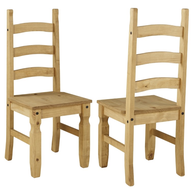 Small Square Dining Table with 4 Dining Chairs in Solid Pine - Corona