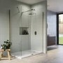 1400x900mm Brushed Brass Walk In Shower Screen Enclosure with 300mm Hinged Flipper Panel and Shower Tray - Corvus
