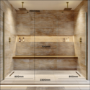 2300mm Brushed Brass Double Shower Screen for Wet Room & Walk In Shower – Corvus
