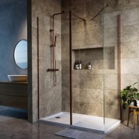 1600x800mm Bronze Wet Room Shower Screen Enclosure with Fixed Panel - Corvus