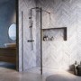 1000mm Gunmetal Shower Screen for Wet Room & Walk In Shower with 300mm Fixed Panel – Corvus