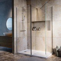 1600x800mm Brushed Nickel Walk-In Shower Enclosure with Fixed Panel – Corvus 1600x800mm Brushed Nickel Walk-In Shower Enclosure with Fixed Panel – Corvus