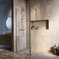700mm Brushed Nickel Shower Screen for Wet Room & Walk In Shower with 300mm Fixed Panel – Corvus