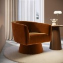 BUN/CRR001/95866 Burnt Orange Velvet Swivel Accent Chair - Cairo