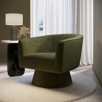 Green Boucle Swivel Armchair - Cairo