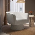 BUN/CRR003/95868 Light Grey Boucle Swivel Accent Chair - Cairo