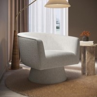 Beige Boucle Swivel Accent Chair - Cairo