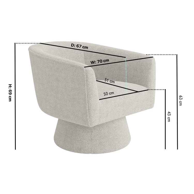 Beige Boucle Swivel Accent Chair - Cairo
