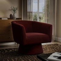 Deep Red Velvet Swivel Accent Chair - Cairo